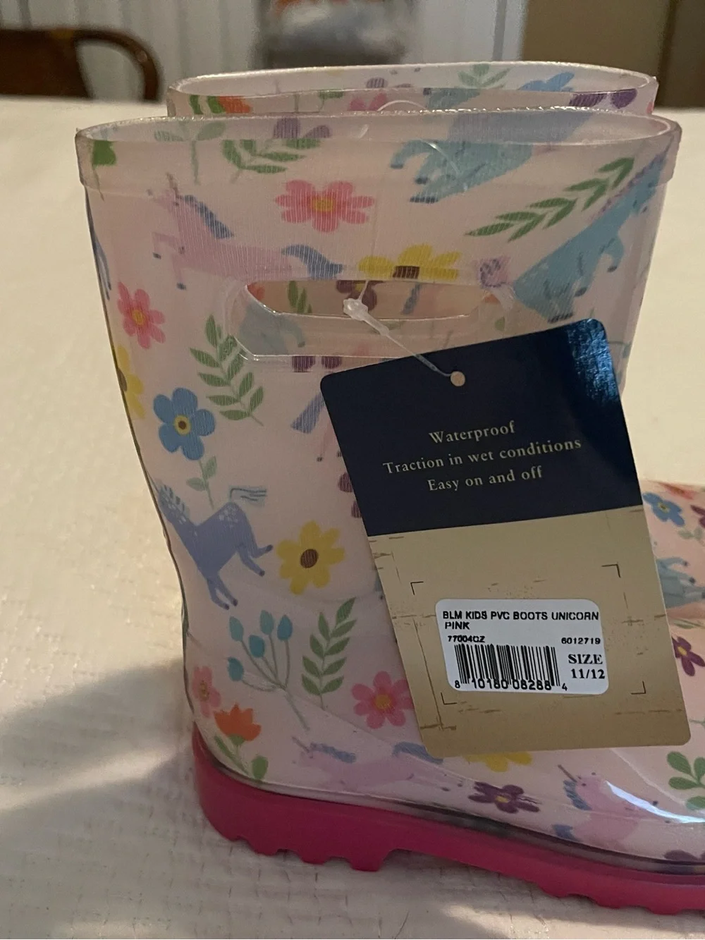 Kids Pink Floral Rain Boots